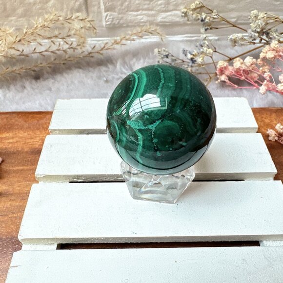 Beautiful Small Malachite Sphere - Picture 5 of 7